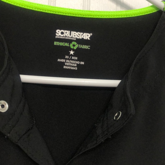 ScrubStar ETHICAL FABRIC Black Scrub JACKET Snap Front SoftCuffs POCKETS LikeNew - Picture 2 of 6